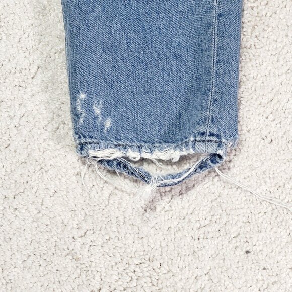 Zara Man Jeans Men 34 Blue Slim Tapered Distressed Embroidered Patchwork Denim - Picture 6 of 16